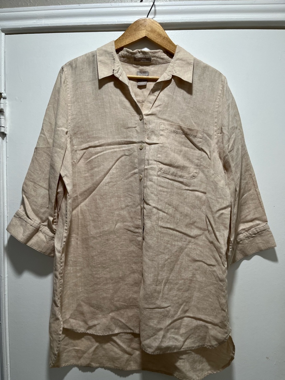 Chico’s Size 2 women’s 100% Linen button up blouse